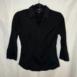 Express black button down